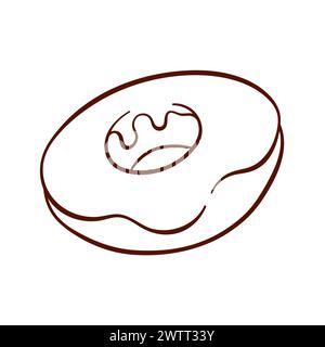 Simple donut icon in line art style. Logo for bakery, menu, restaurant, cafe design. Vector illustration isolated on a white background. Stock Vector