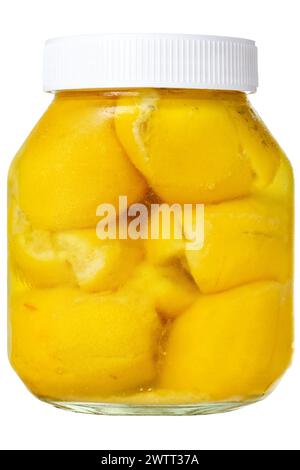 Whole lemons preserved in salt and water Stock Photo