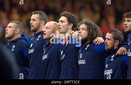 File pic of George North making his international debut at the start of the Invesco Perpetual Series 2010 - Wales v South Africa at the Millennium Stadium in Cardiff. Wales new cap 18 year old George North (4th from left).  Wales centre George North has announced he will retire from international rugby after the Six Nations on Saturday  16th March 2024 Stock Photo