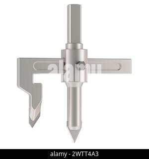 Adjustable Circle Tile Cutter Hole, Cutter For Ceramic Tile, Tungsten Carbide Drill Bit. 3D rendering isolated on white background Stock Photo