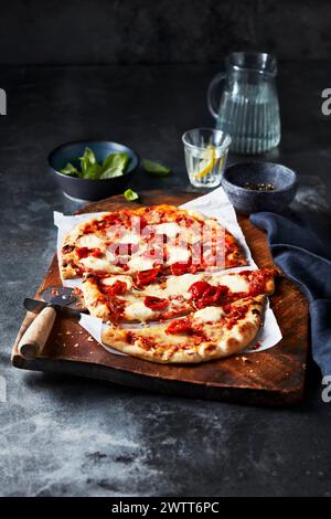 Pizza Mozzarella and Tomatoes Stock Photo