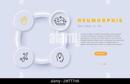 Photo montage line icon. Artistic, surreal, collage, composition, blend, digital art, fantasy. Neomorphism style. Vector line icon for business and ad Stock Vector