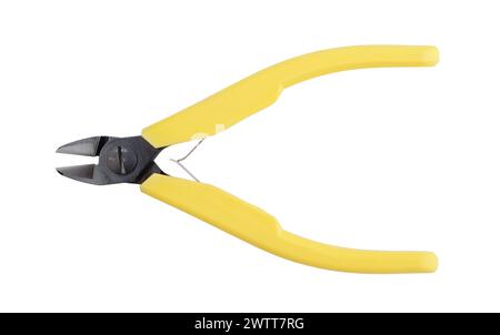 New small technical cutters isolated on white. Top view. Stock Photo