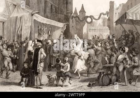 Street festival in Paris, 12th century Stock Photo