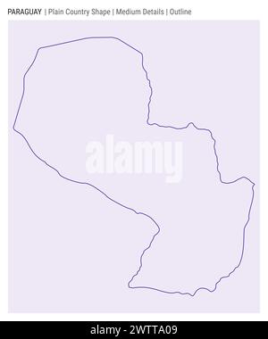 Paraguay plain country map. Medium details. Outline style. Shape of Paraguay. Vector illustration. Stock Vector