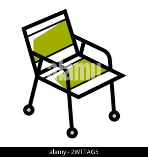 Tourist folding chair icon. Travel camping equipment for survival in outdoor. Stock Vector