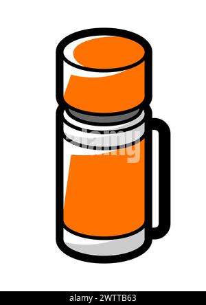 Tourist thermos icon. Travel camping equipment for survival in outdoor. Stock Vector