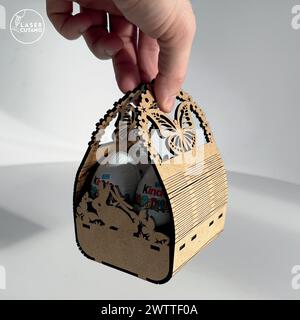 EASTER EGG HOLDER BASKET Digital multilayer layout files are specially prepared for the laser cut, CNC router machine and other cutting machines. Stock Vector