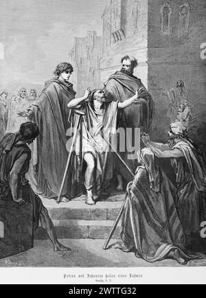 Illustration of Peter and John Healing the Lame at the Temple of ...