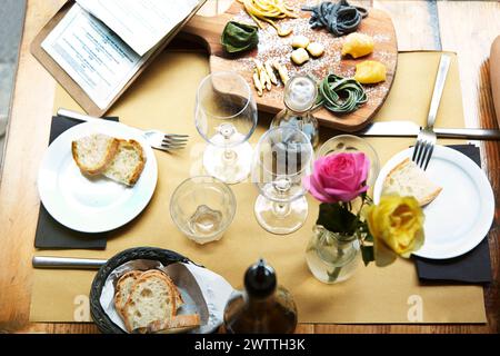 Brunch spread on a restaurant table Stock Photo