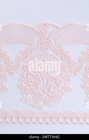 Beautiful lace on white background, top view Stock Photo