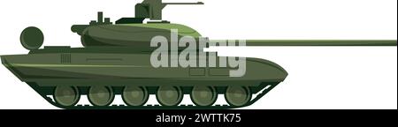 Tank side view. War vehicle cartoon icon Stock Vector