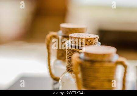 Close-up of three bottles Stock Photo