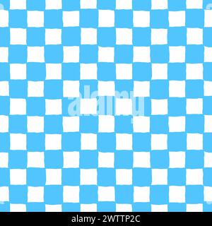 Blue checkers background vector abstract, seamless pattern popular grid pattern print on wall or tablecloth. Vector graphics for textiles and paper Stock Vector