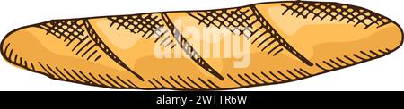 Breadstick color icon. Hand drawn bakery sketch Stock Vector