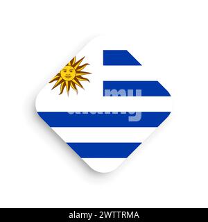 Uruguay flag - rhombus shape icon with dropped shadow isolated on white background Stock Vector