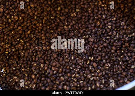 Close-up of roasted coffee beans Stock Photo