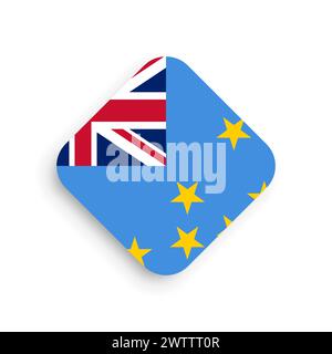 Tuvalu flag - rhombus shape icon with dropped shadow isolated on white background Stock Vector