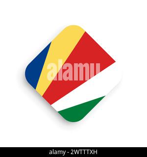 Seychelles flag - rhombus shape icon with dropped shadow isolated on white background Stock Vector