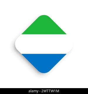 Sierra Leone flag - rhombus shape icon with dropped shadow isolated on white background Stock Vector