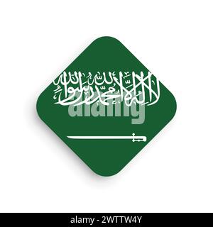 Saudi Arabia flag - rhombus shape icon with dropped shadow isolated on white background Stock Vector