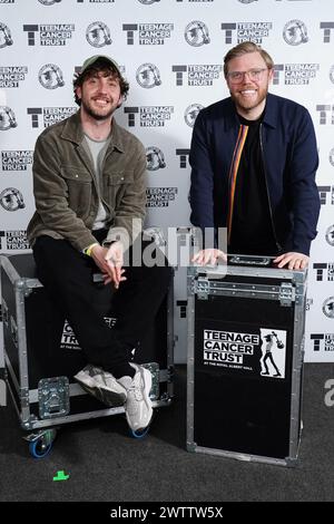 Seann Walsh and Rob Beckett backstage during A Night of Comedy, the Teenage Cancer Trust show at the Royal Albert Hall, London. Picture date: Tuesday March 19, 2024. Stock Photo
