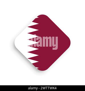 Qatar flag - rhombus shape icon with dropped shadow isolated on white background Stock Vector
