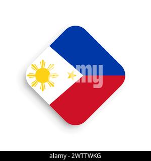 Philippines flag - rhombus shape icon with dropped shadow isolated on white background Stock Vector