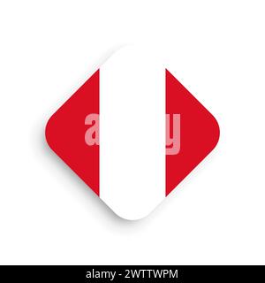 Peru flag - rhombus shape icon with dropped shadow isolated on white background Stock Vector