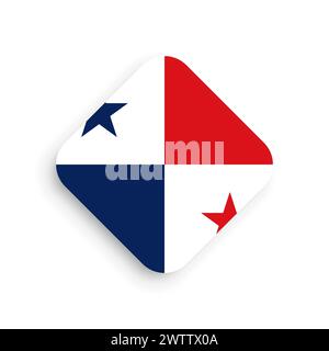 Panama flag - rhombus shape icon with dropped shadow isolated on white background Stock Vector