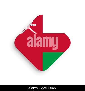 Oman flag - rhombus shape icon with dropped shadow isolated on white background Stock Vector