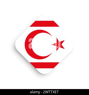 Northern Cyprus flag - rhombus shape icon with dropped shadow isolated on white background Stock Vector