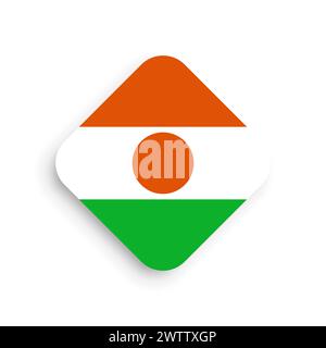 Niger flag - rhombus shape icon with dropped shadow isolated on white background Stock Vector