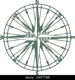 Wind rose in vintage map style. World direction symbol Stock Vector