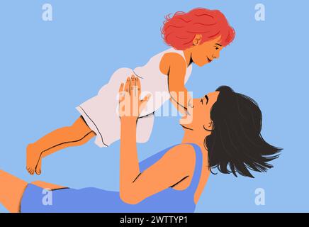 A joyful moment of mother and child playing together. Stock Photo
