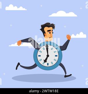 Time running out, Deadline or Urgency concept, hurry to complete work Stock Vector