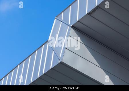 New roof details made of gray metal plates, abstract architecture background photo Stock Photo