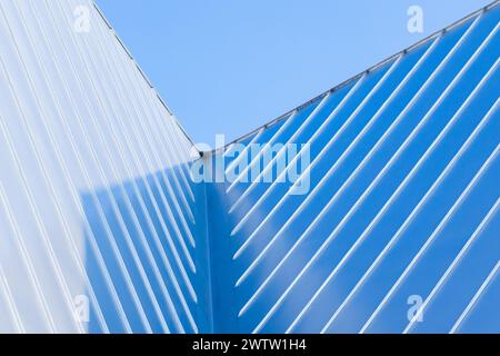 New roof corner made of stainless steel plates, abstract architecture background photo Stock Photo