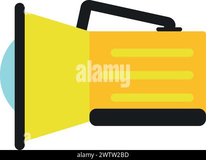 Flashlight color icon. Tourist equipment. Electric light torch Stock Vector