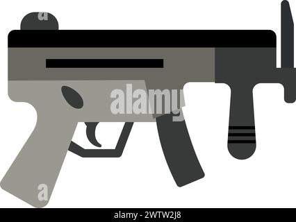 Submachine Gun, Police and Army Weapon. Flat Vector Icon illustration ...
