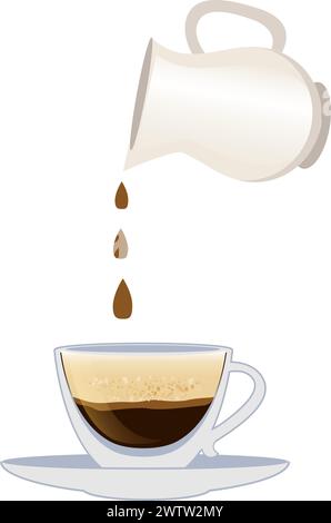 Coffee cup cartoon icon. Pouring drink from coffeepot Stock Vector