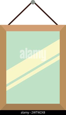 Mirror hanging on wall cartoon icon. House decoration Stock Vector
