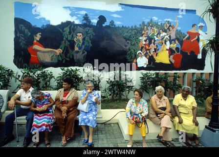 porto rico puerto rico usa coffe festival traditional folkloric dances portorican people street art mural painting artist Stock Photo