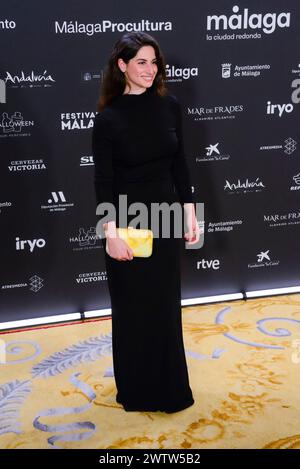 posed for the media during the red carpet photocall of the 27th Malaga Festival (27 Festival De Málaga) presentation at the Royal Theatre, Madrid Spain February 15th 2024 Stock Photo