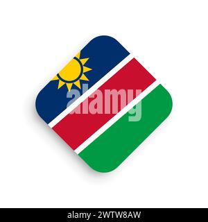 Namibia flag - rhombus shape icon with dropped shadow isolated on white background Stock Vector