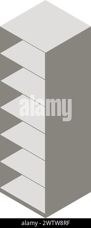 File cabinet isometric icon. Office storage with wooden shelves Stock Vector