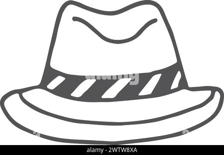 Male hat doodle. Fedora icon. Retro headdress Stock Vector