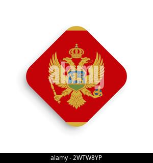 Montenegro flag - rhombus shape icon with dropped shadow isolated on white background Stock Vector