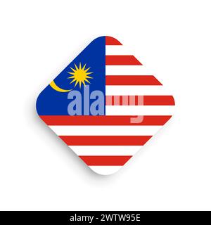 Malaysia flag - rhombus shape icon with dropped shadow isolated on white background Stock Vector