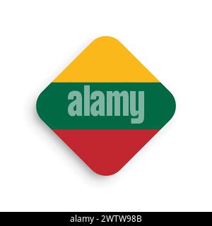 Lithuania flag - rhombus shape icon with dropped shadow isolated on white background Stock Vector